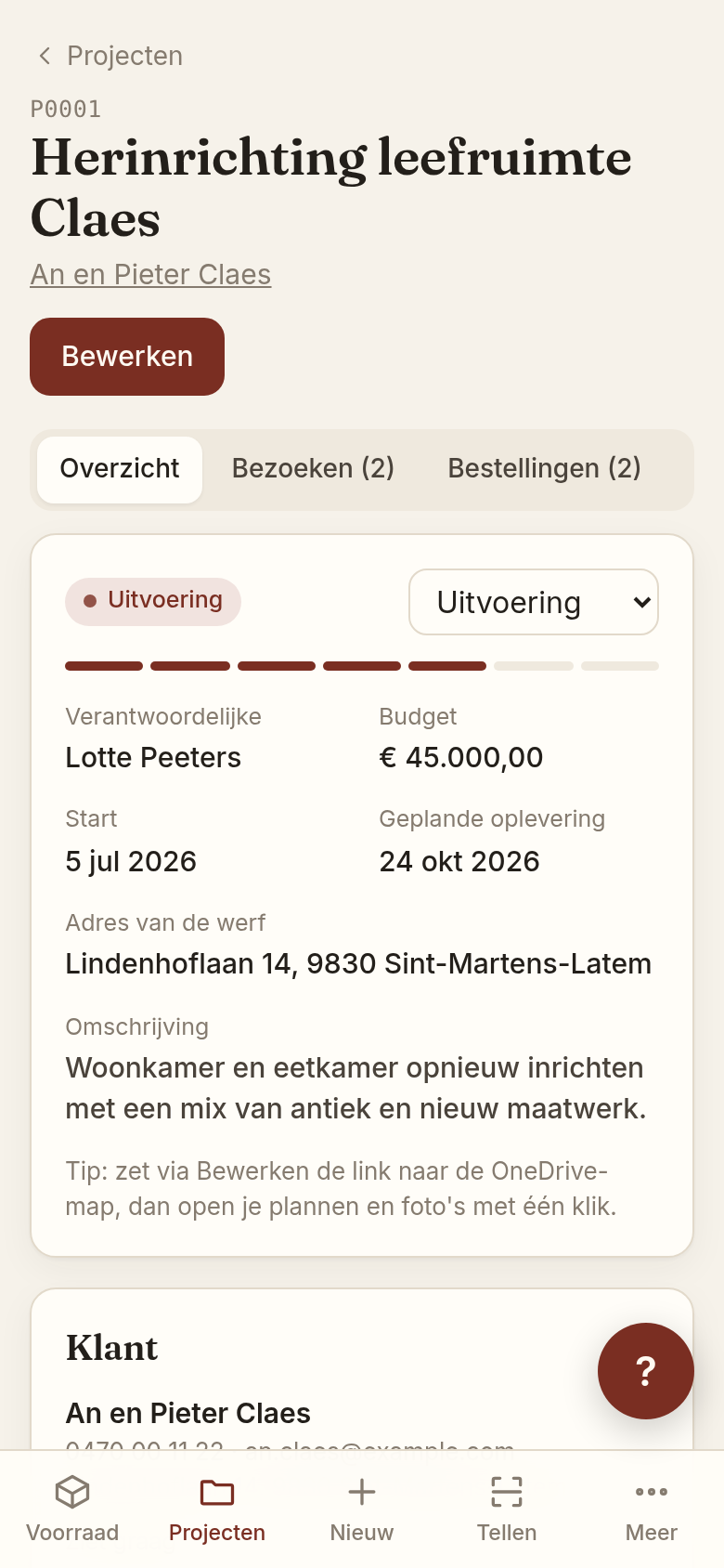 A project in JDW Backoffice